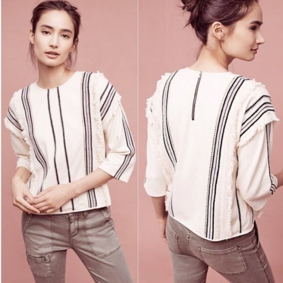 Anthropologie Tops - Ari+Ali - beige ruffle blouse in size small
